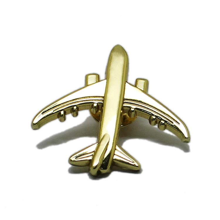 Guld Silver 3D Flygplan Metall Lapel Pin