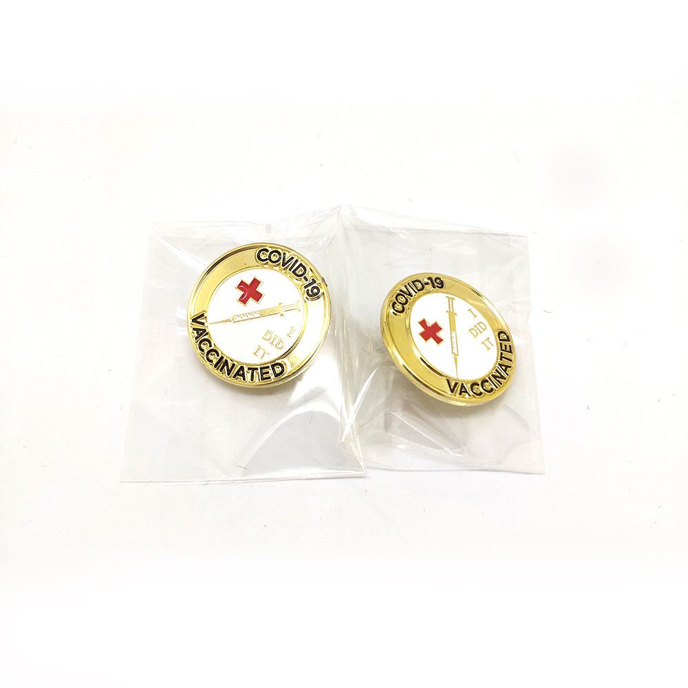 Corona Vaccin Mjuk Emalj Lapel Pin Badge Covid Vaccinerad Metal Pin