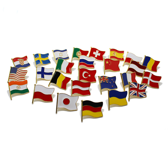 Metall mjuk emalj Country Flag Lapel Pin