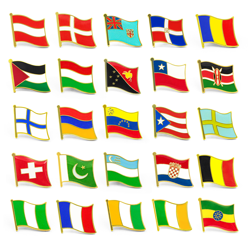 Mjuk hård emalj Country Flag Pin