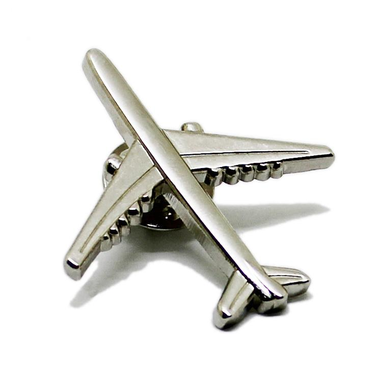 Guld Silver 3D Flygplan Metall Lapel Pin