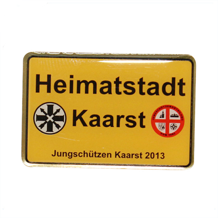 Rektangel Anpassad Logotyp Utskrift Lapel Pin Med Epoxi
