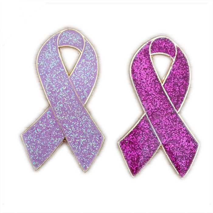 Mjuk emalj Cancer Band Lapel Pin Med Epoxi