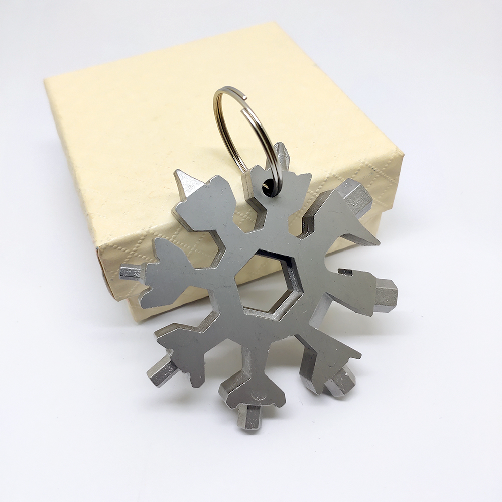 Desuccus 18-i-1 Snowflake Multi Tool Rostfritt stål Snowflake Flasköppnare/Platt Phillips skruvmejselsats/skiftnyckel 