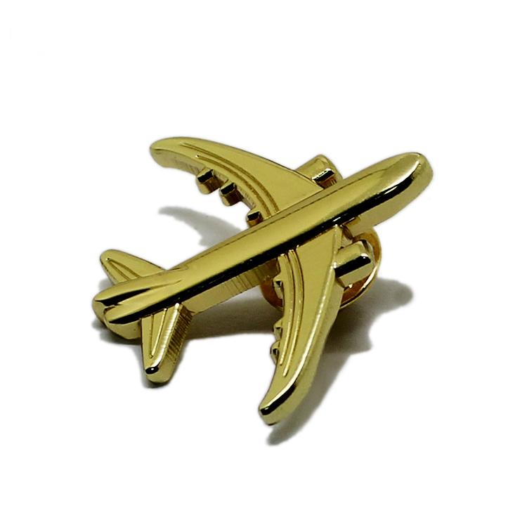 Guld Silver 3D Flygplan Metall Lapel Pin