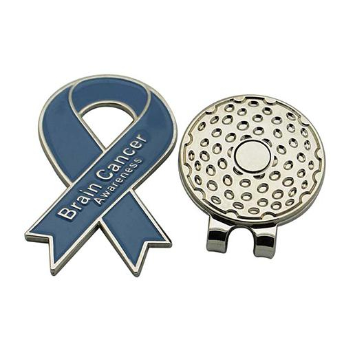 Anpassad logotyp Cancer Ribbon Mjuk emalj Golf Hat Clip