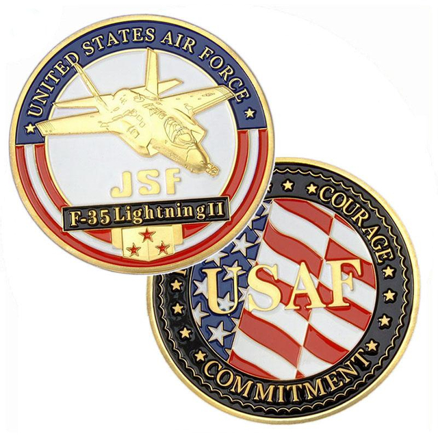 3D-guld USAF Military Soft Enamel Challenge Coin