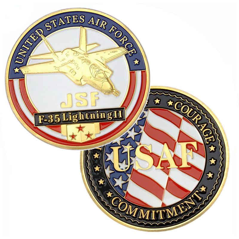 3D-guld USAF Military Soft Enamel Challenge Coin
