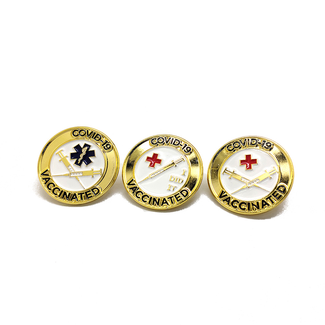 Corona Vaccin Mjuk Emalj Lapel Pin Badge Covid Vaccinerad Metal Pin