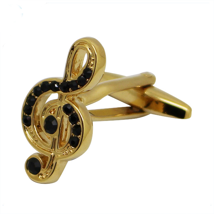 Guldpläterade Crystal Music Note Metal Manschettknappar
