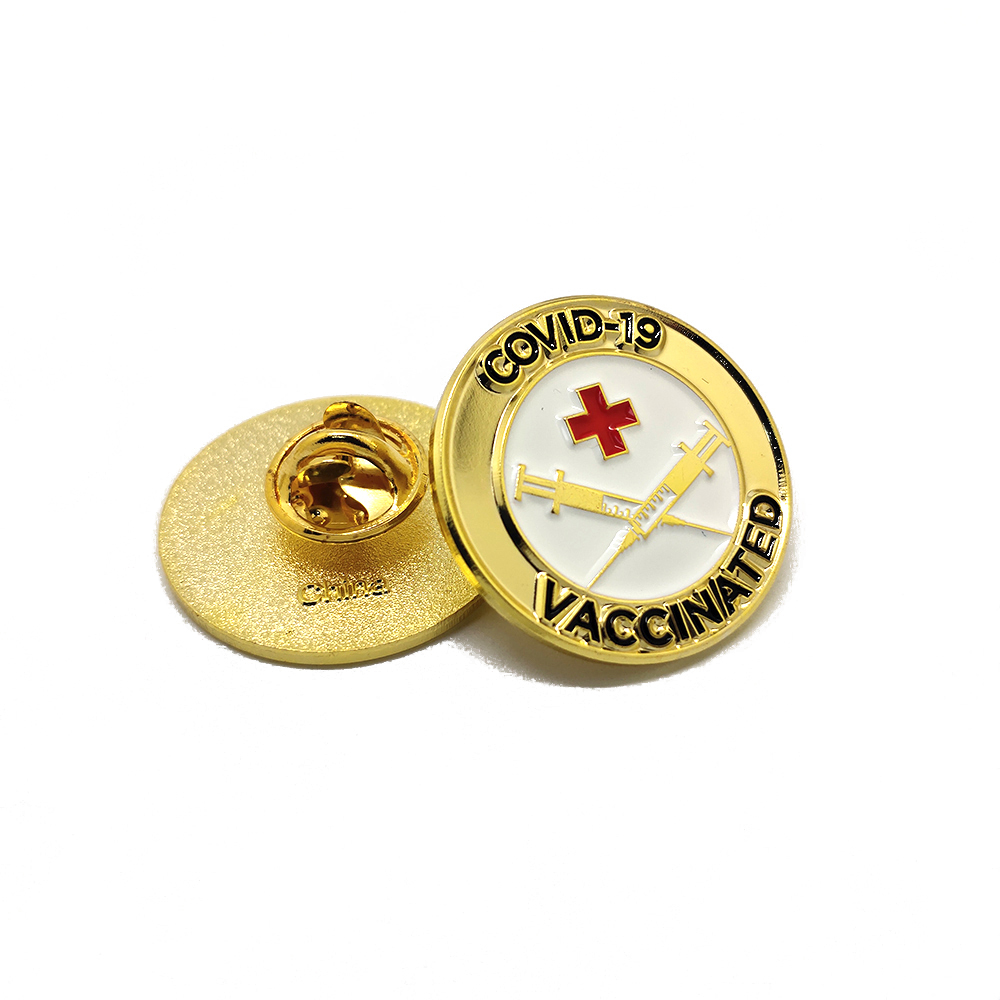 Corona Vaccin Mjuk Emalj Lapel Pin Badge Covid Vaccinerad Metal Pin