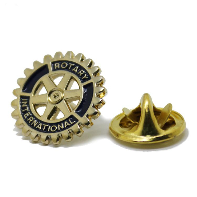 Guldflätning Custom Rotary Lapel Pin i metall