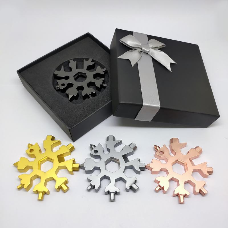 Desuccus 18-i-1 Snowflake Multi Tool Rostfritt stål Snowflake Flasköppnare/Platt Phillips skruvmejselsats/skiftnyckel 