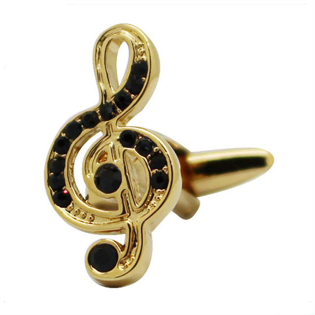 Guldpläterade Crystal Music Note Metal Manschettknappar