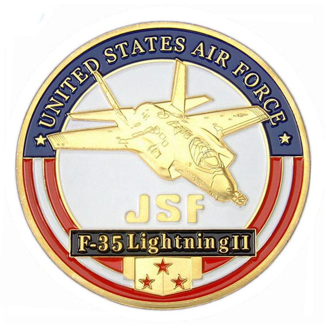 3D-guld USAF Military Soft Enamel Challenge Coin