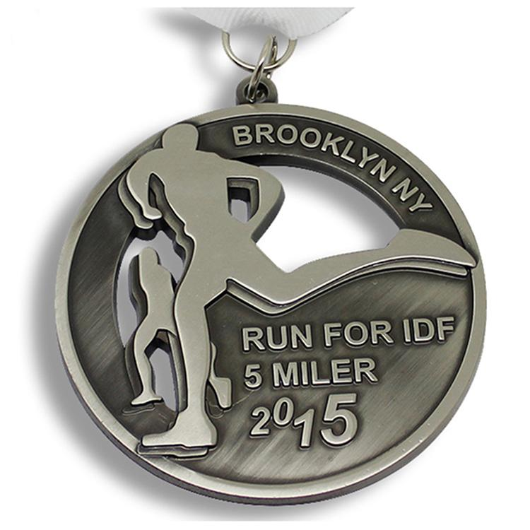 Antik Nickel Custom Metal Running Sports Medalj