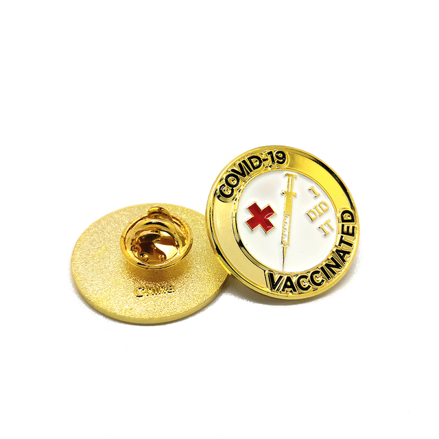 Corona Vaccin Mjuk Emalj Lapel Pin Badge Covid Vaccinerad Metal Pin