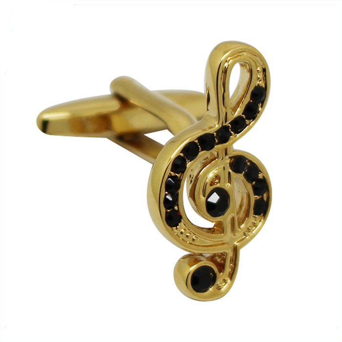 Guldpläterade Crystal Music Note Metal Manschettknappar