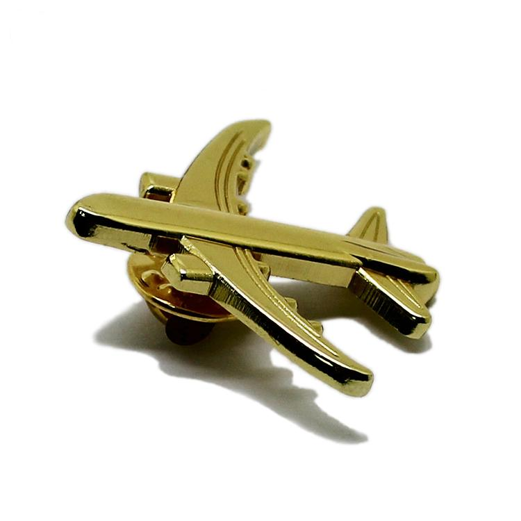 Guld Silver 3D Flygplan Metall Lapel Pin